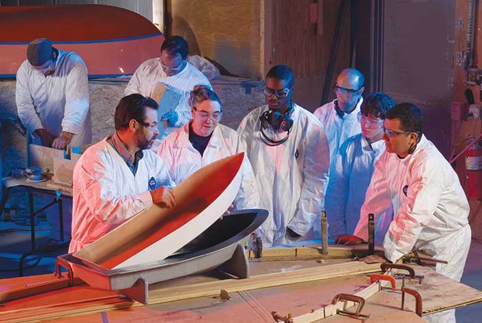 Students learning hull design