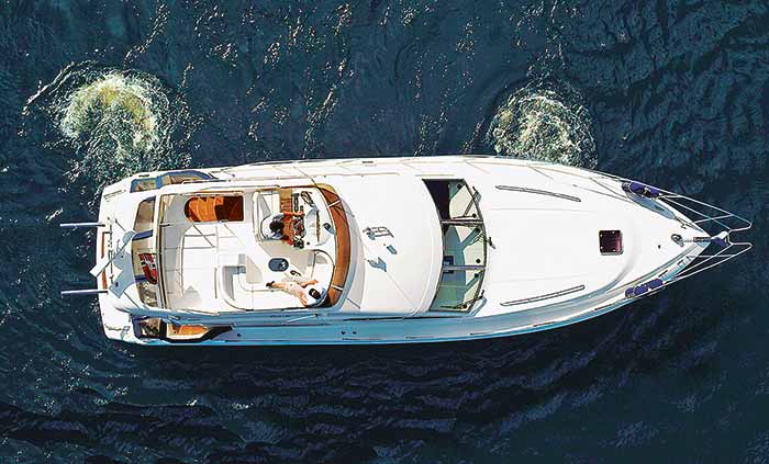 Aerial view of boat bow-thruster