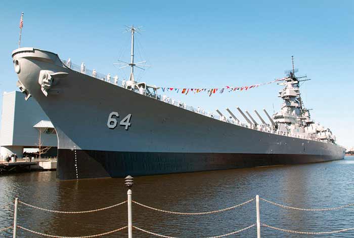 USS Wisconsin large grey ship