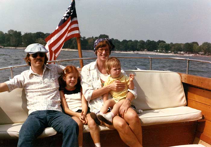 John and Joan West and their daughters onboard