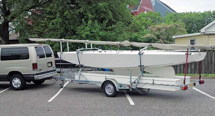 Boat in parking lot