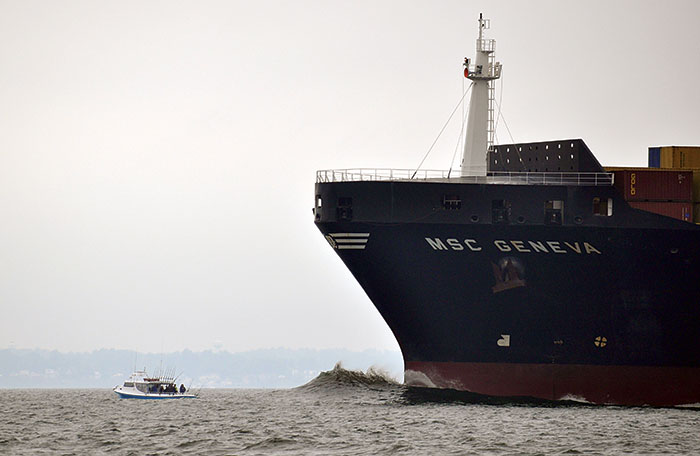 Collision course with small boat