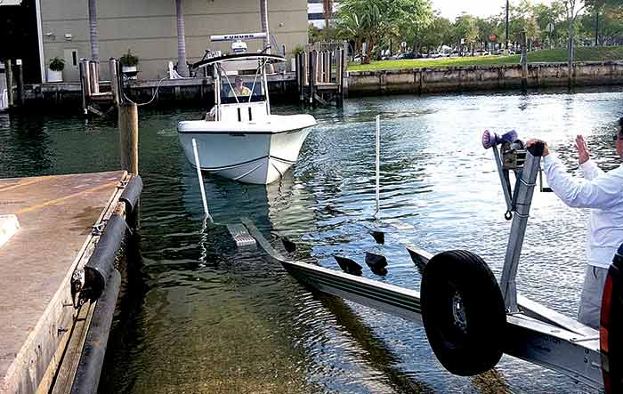 Pulling boat up ramp
