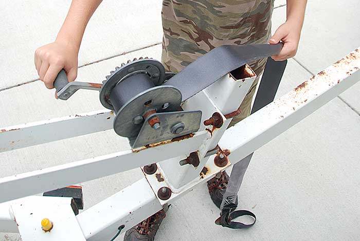 Removing old winch strap