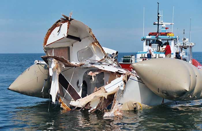 Aftermath of meeting in restricted visibility