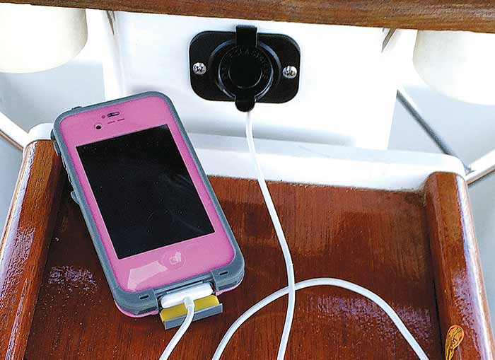 USB socket with phone plugged in