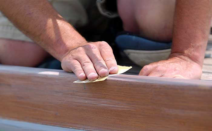 Sanding boat trim