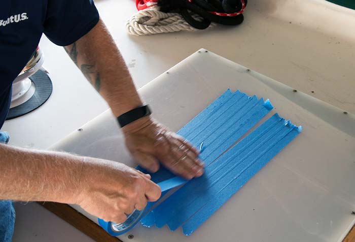 Masking tape outside surface