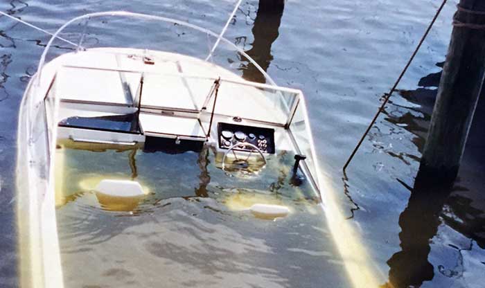 Sunken powerboat