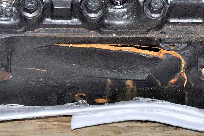 Cracked engine block