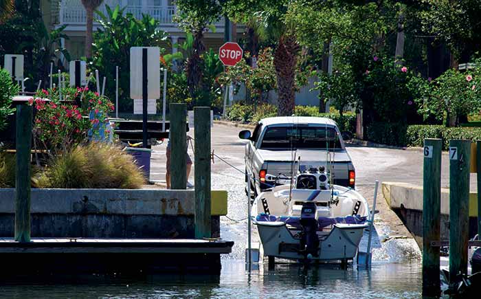 Launching boat a the ramp