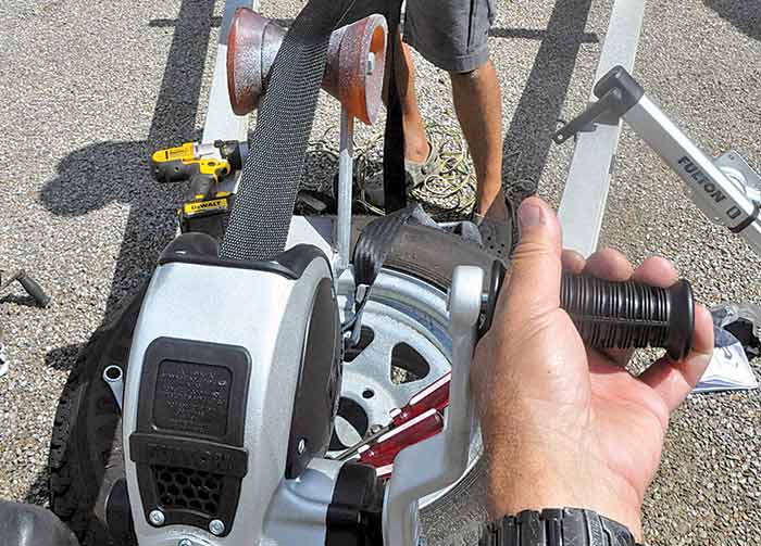 Crank web strap onto new winch