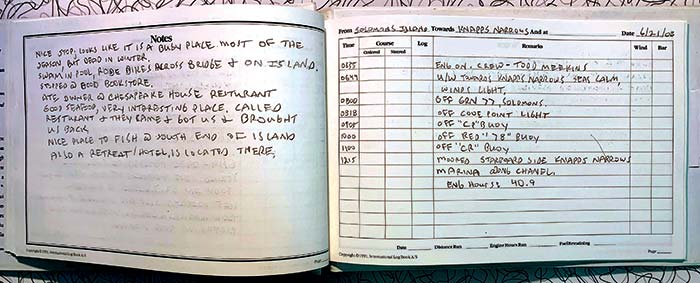 Log book interior page