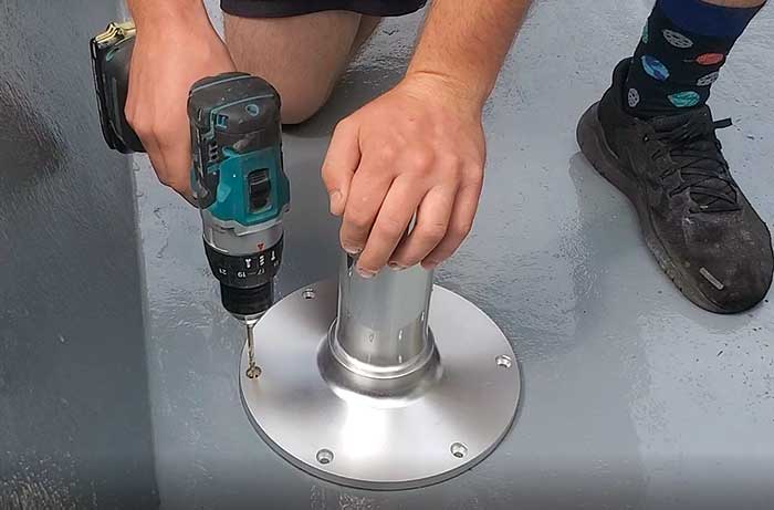 Step 1: Drill first hole for pedestal seat base