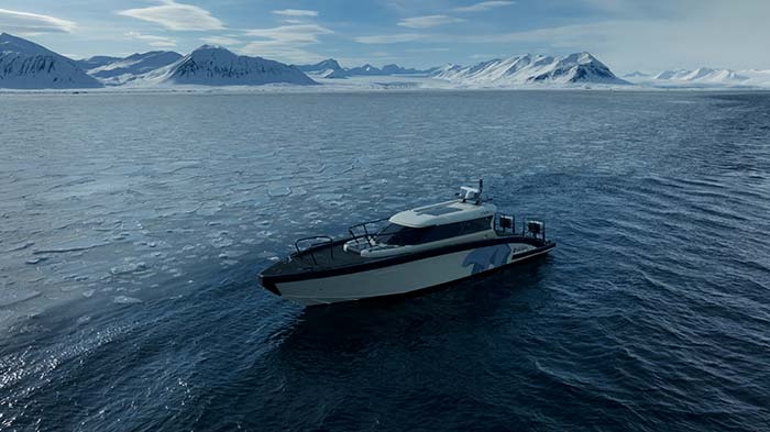 Kvitbjorn sailing by Svalbard a Norwegian archipelago