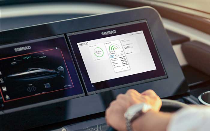 Fathom e-Power integrated lithium-ion power management system on boat helm