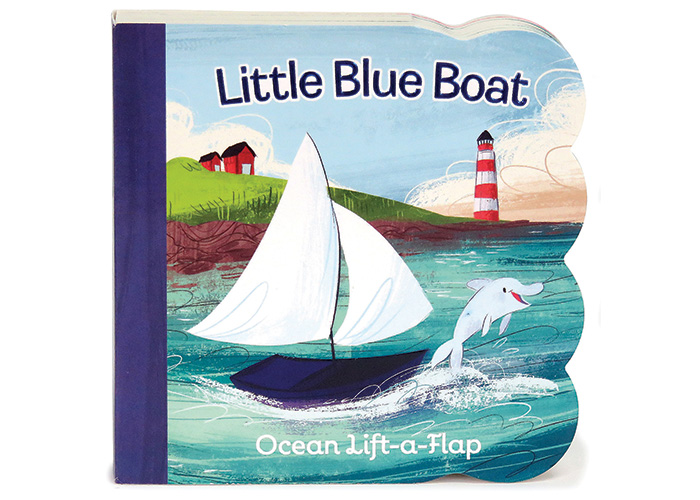 Cover of "The Little Blue Boat" children's book featuring a white sailboat 