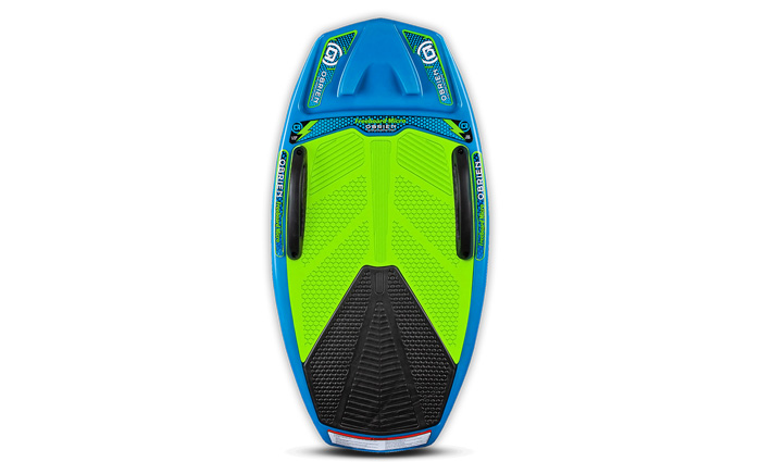 Blue, green and black plastic multipurpose water board.