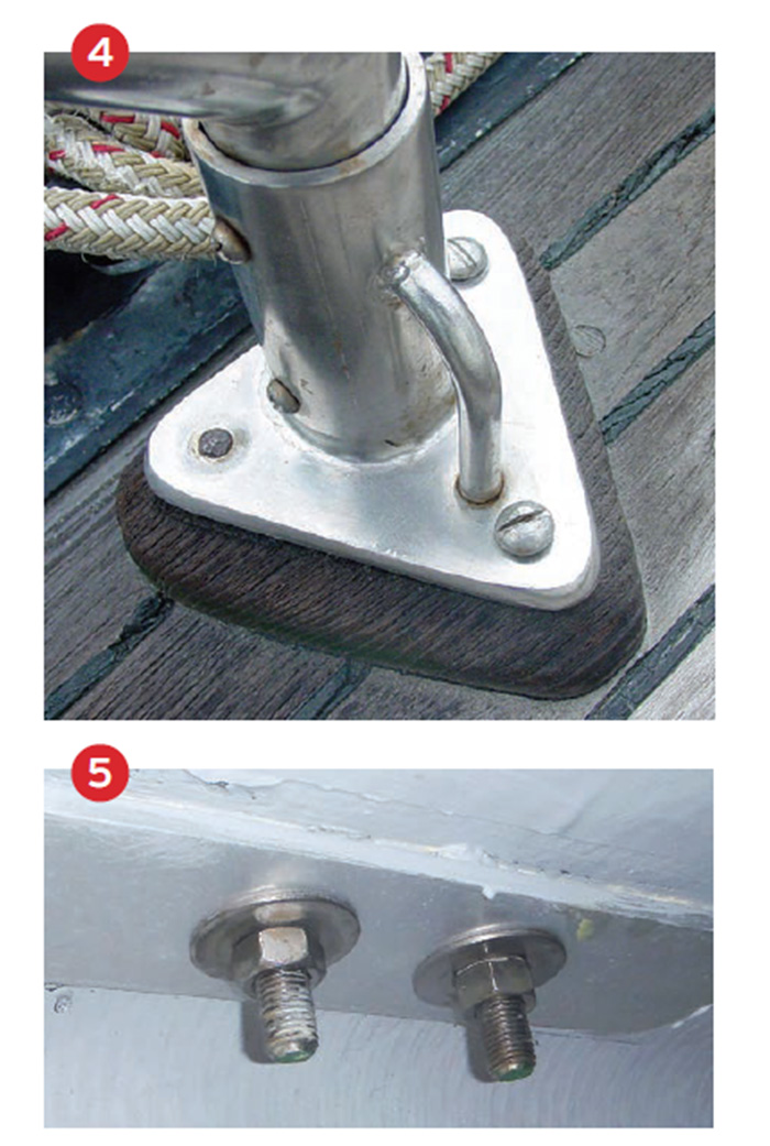 Up-close view of an intact metal sail and tight screws.