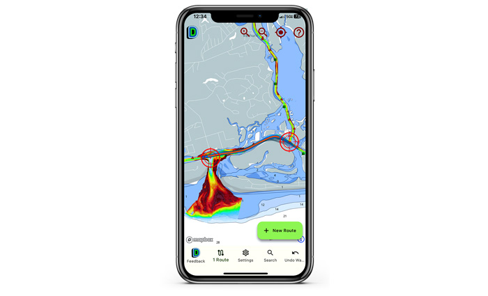 Mobile device displaying application in use