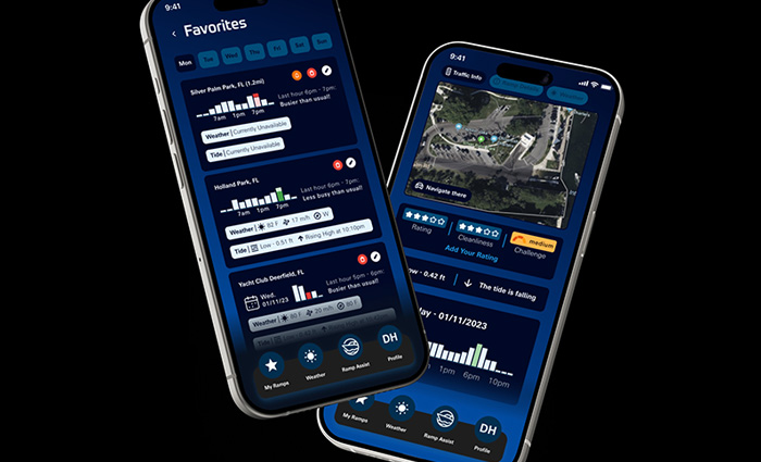 Two iPhones side-by-side displaying the details of a ramp assist application.