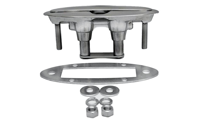 Metal pieces of a clean pull-up displayed.