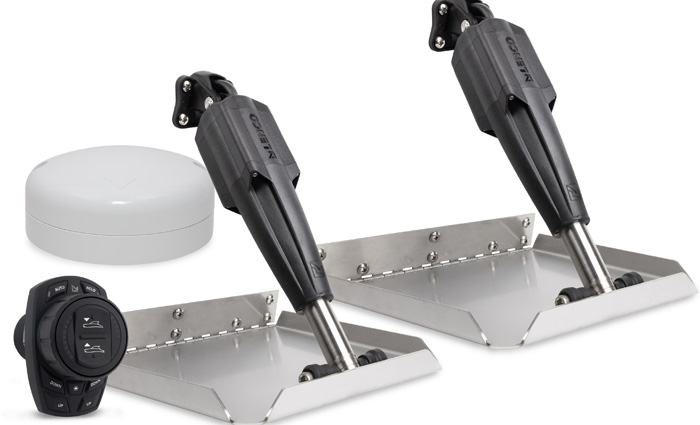 Six pieces, including two black handles and steel bases, of dual controls.