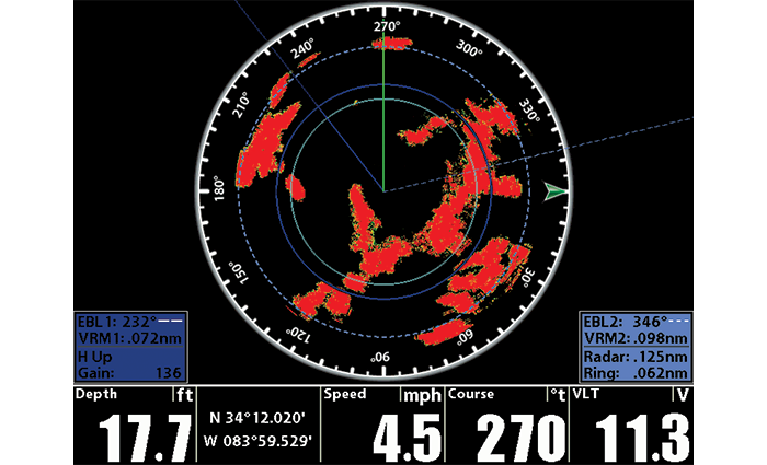 Black and red radar in use.
