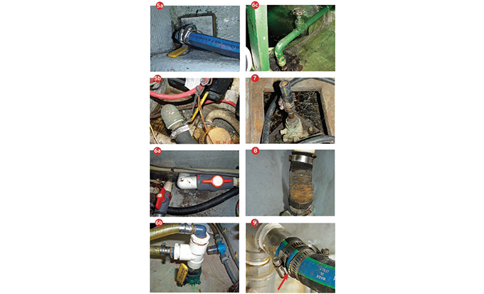 Six images showing various valves and seacocks.